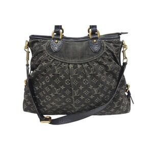Louis Vuitton Monogram Cabby Denim Neo Handbag Leather Black